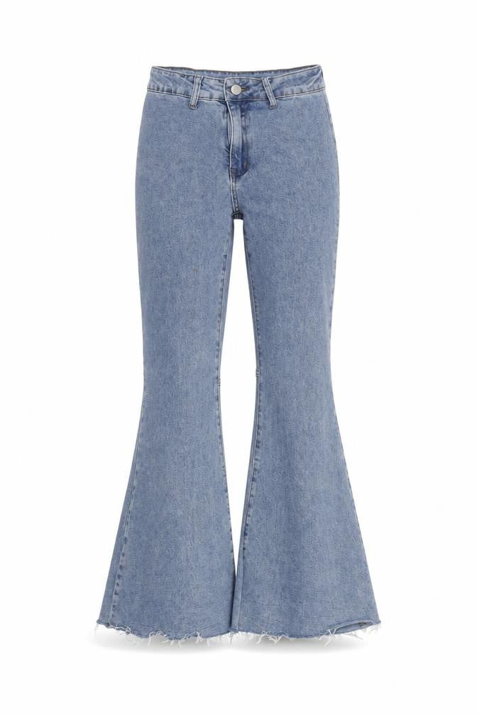 Cider Womens Blue Cotton Flared Jeans Size XS L27 in Regular Zip - Raw Hem