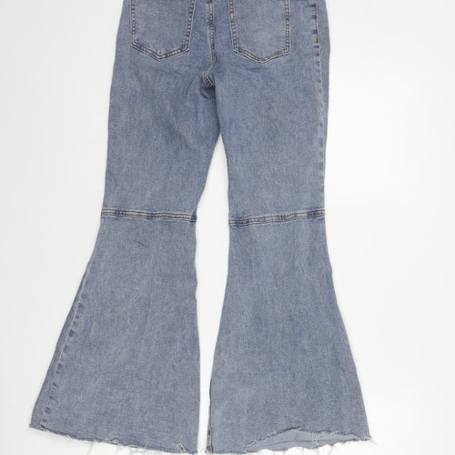Cider Womens Blue Cotton Flared Jeans Size XS L27 in Regular Zip - Raw Hem