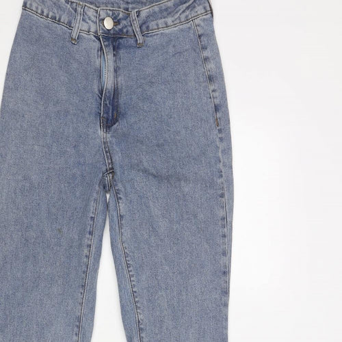Cider Womens Blue Cotton Flared Jeans Size XS L27 in Regular Zip - Raw Hem