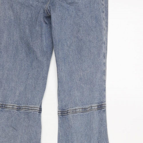 Cider Womens Blue Cotton Flared Jeans Size XS L27 in Regular Zip - Raw Hem