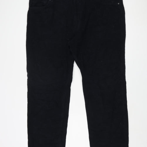 Marks and Spencer Mens Blue Cotton Trousers Size 44 in L29 in Regular Zip