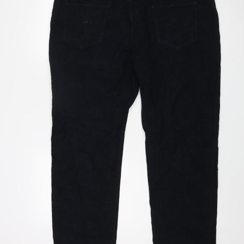 Marks and Spencer Mens Blue Cotton Trousers Size 44 in L29 in Regular Zip