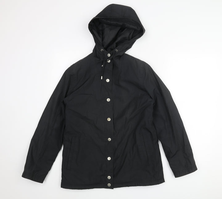 Four Seasons Mens Black Rain Coat Coat Size S Snap