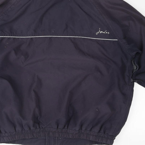 Joules Womens Blue Rain Coat Coat Size 10 Zip - Sleeve Logo