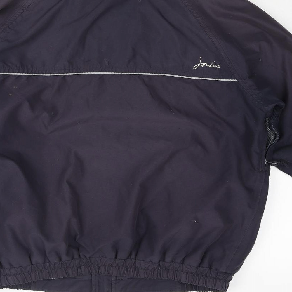 Joules Womens Blue Rain Coat Coat Size 10 Zip - Sleeve Logo