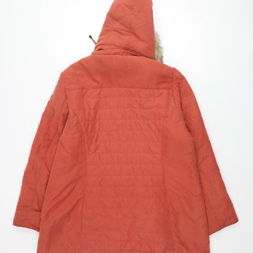 Roman Womens Orange Parka Coat Size 18 Zip