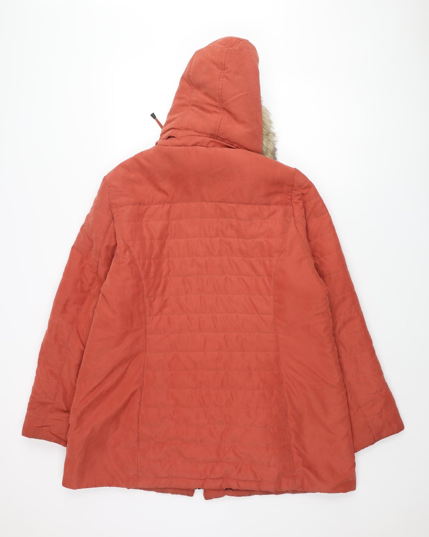 Roman Womens Orange Parka Coat Size 18 Zip