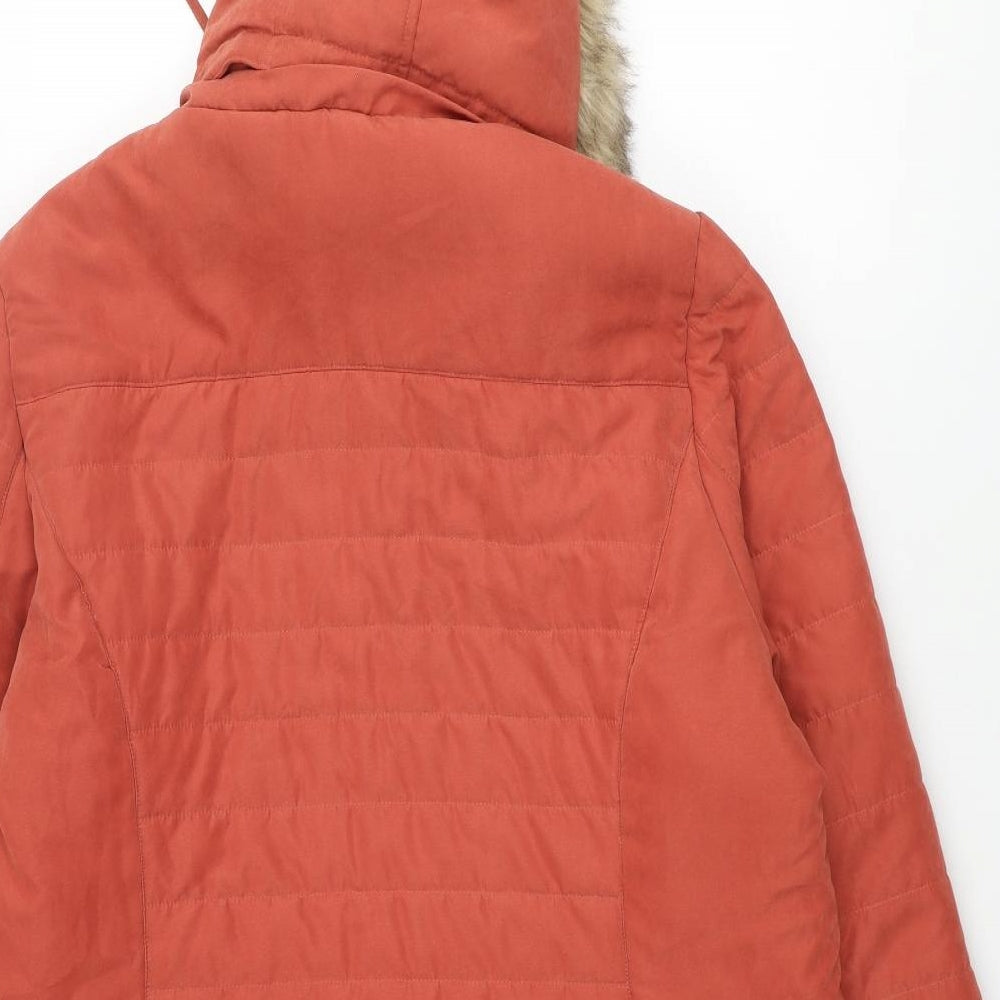 Roman Womens Orange Parka Coat Size 18 Zip