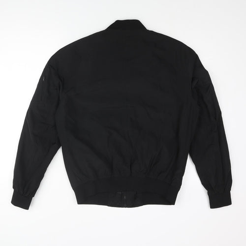 Bershka Mens Black Bomber Jacket Jacket Size S Zip