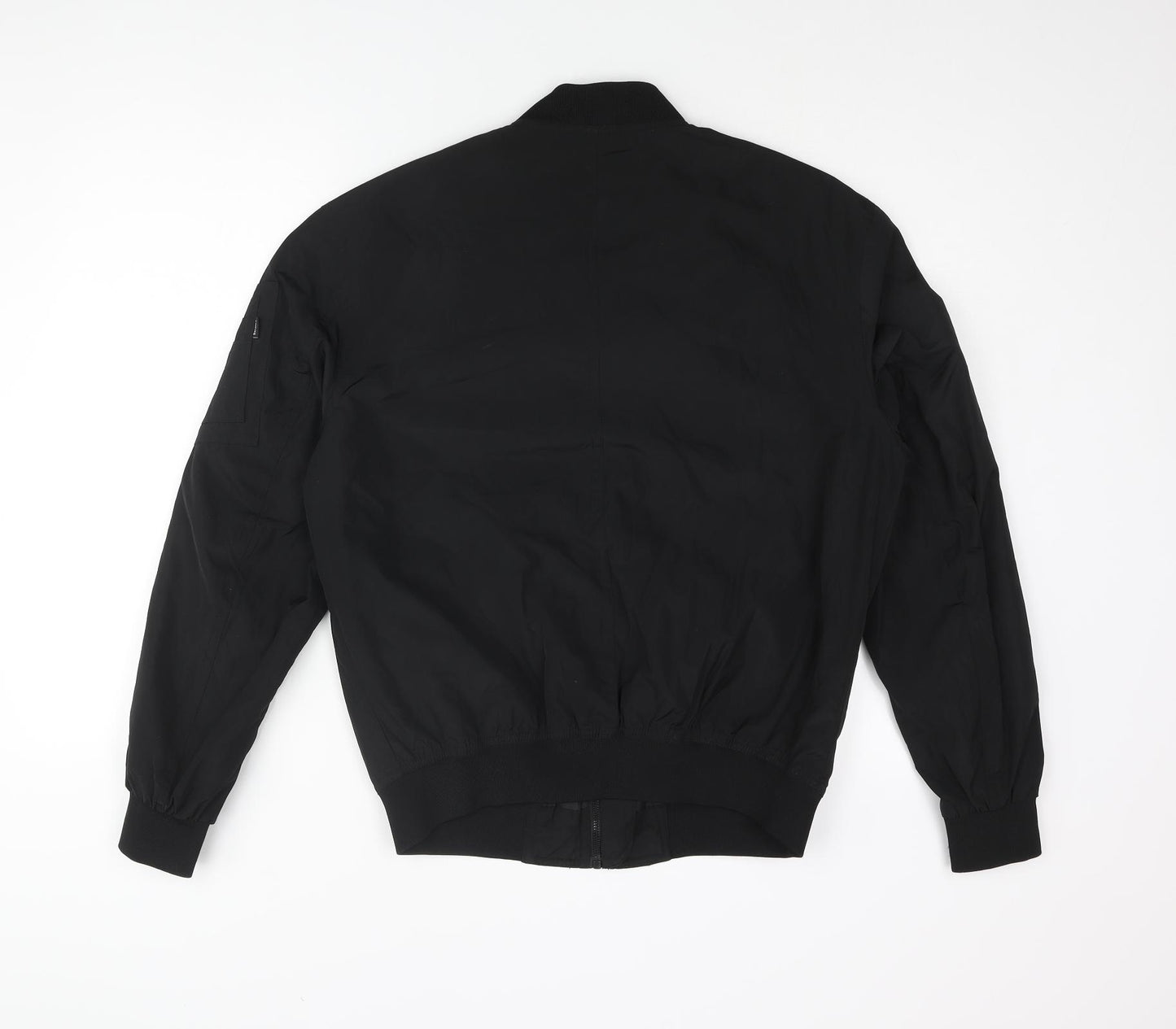 Bershka Mens Black Bomber Jacket Jacket Size S Zip