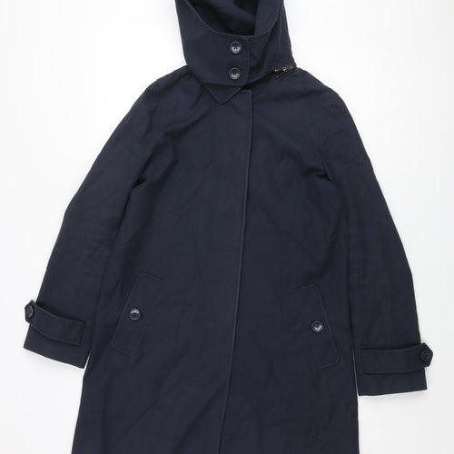 French Connection Womens Blue Trench Coat Coat Size 10 Button