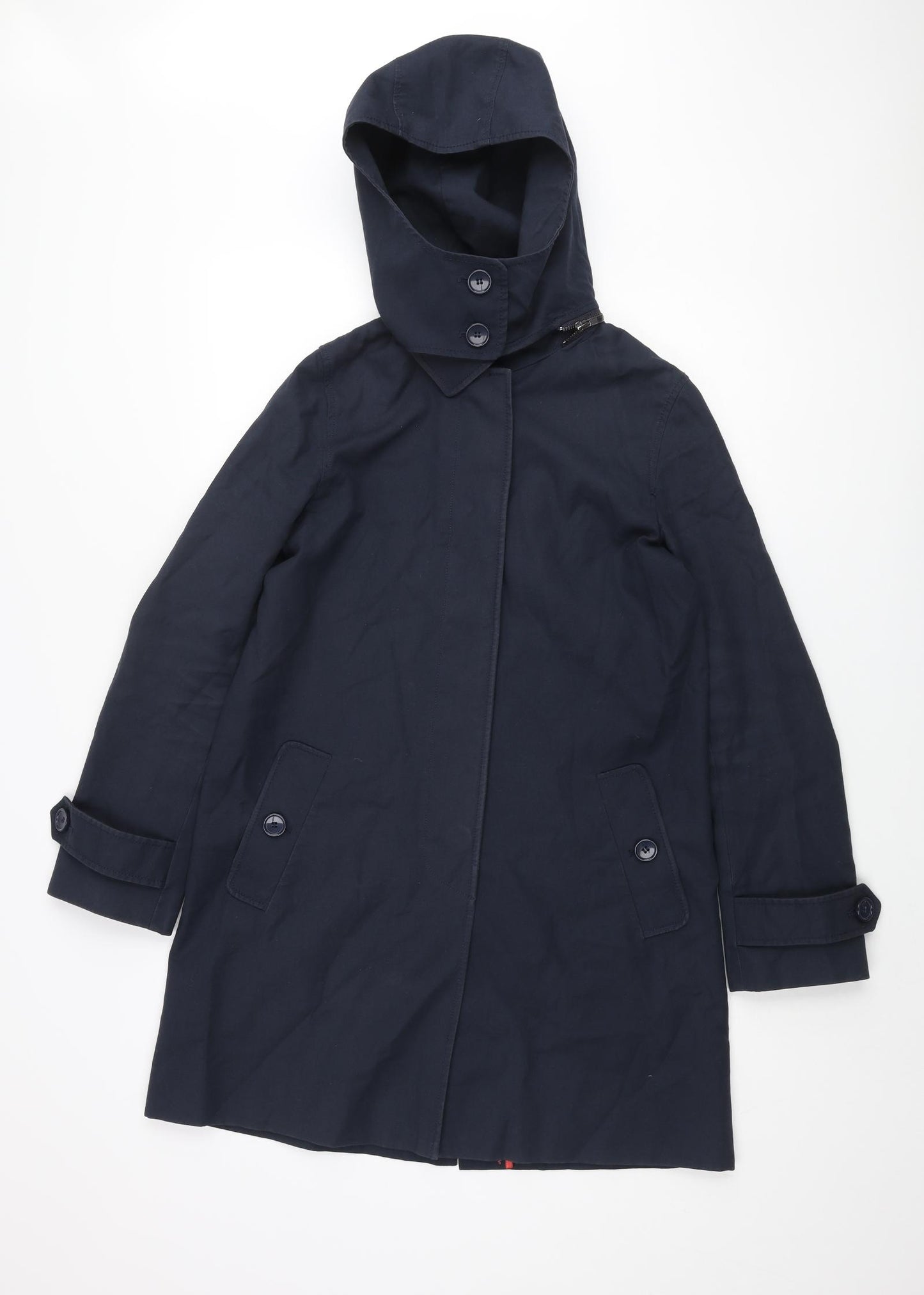 French Connection Womens Blue Trench Coat Coat Size 10 Button