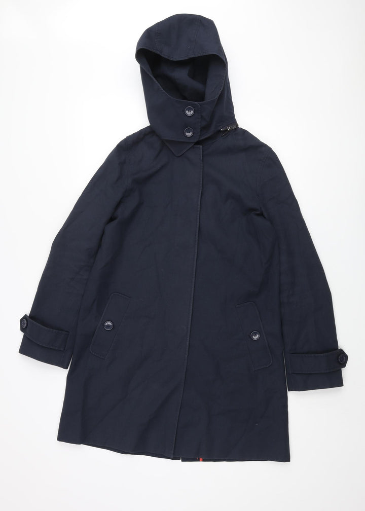 French Connection Womens Blue Trench Coat Coat Size 10 Button