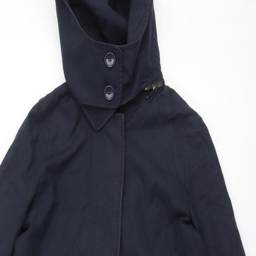 French Connection Womens Blue Trench Coat Coat Size 10 Button