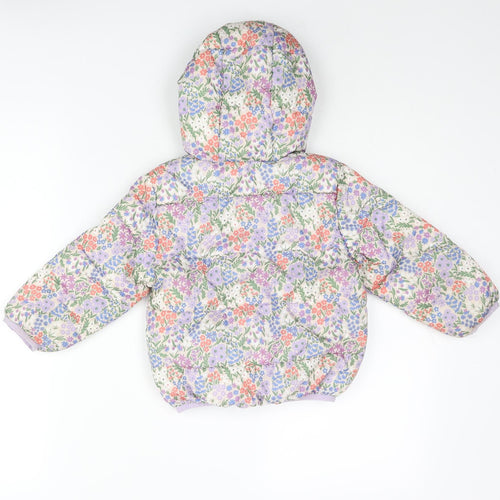 Marks and Spencer Girls Multicoloured Floral Puffer Jacket Coat Size 2-3 Years Zip