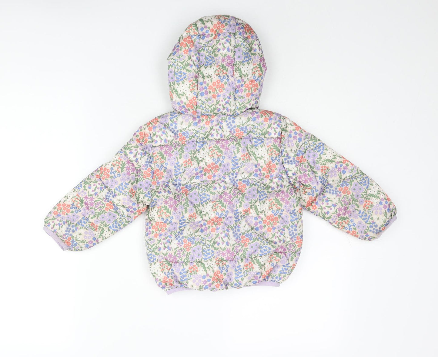 Marks and Spencer Girls Multicoloured Floral Puffer Jacket Coat Size 2-3 Years Zip