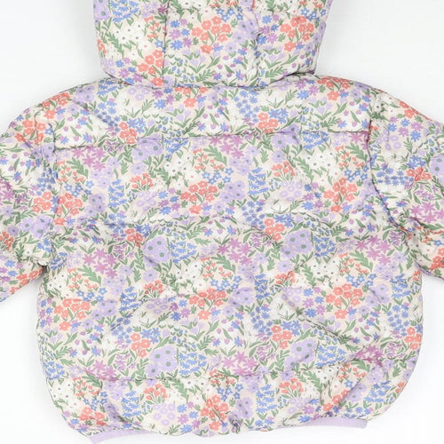 Marks and Spencer Girls Multicoloured Floral Puffer Jacket Coat Size 2-3 Years Zip
