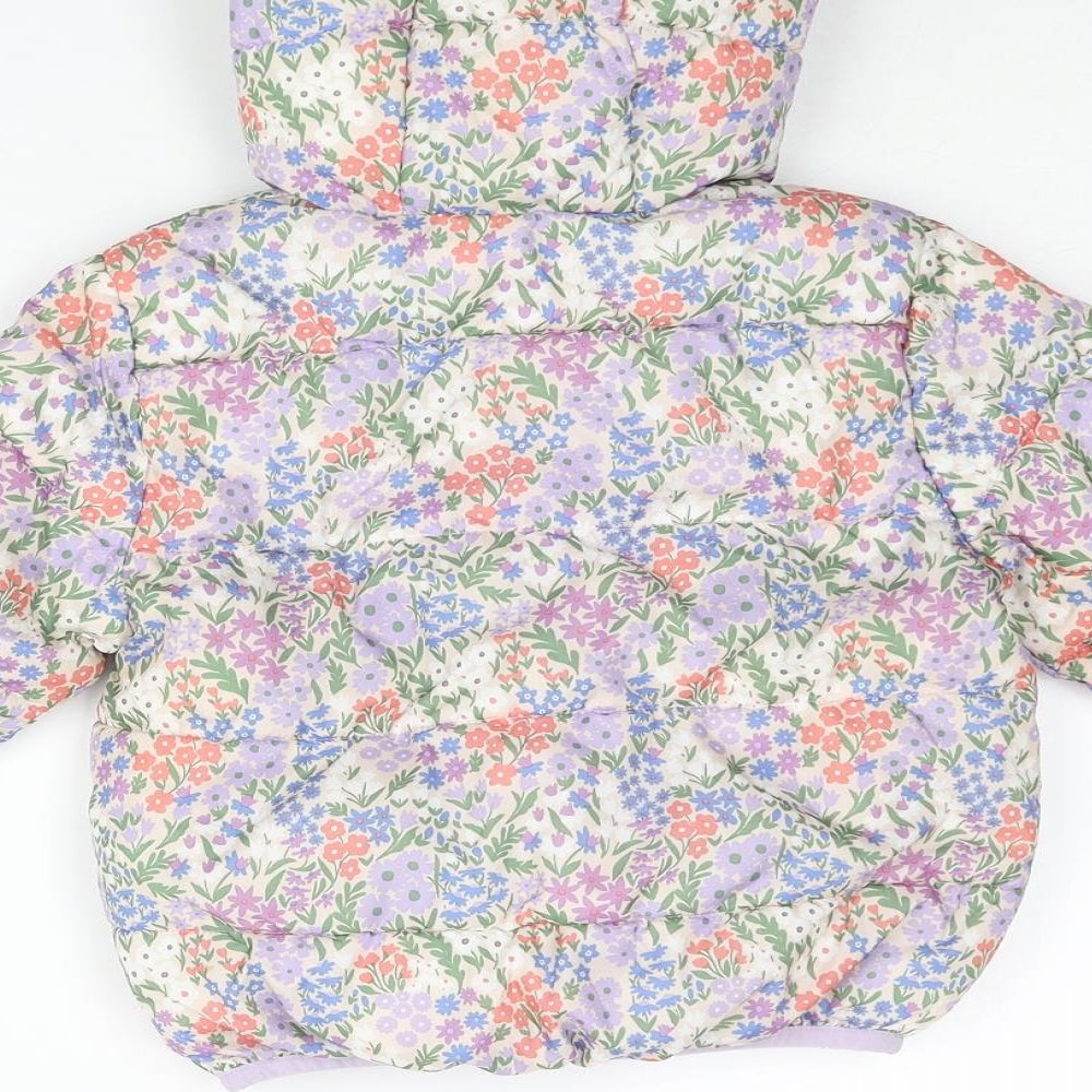 Marks and Spencer Girls Multicoloured Floral Puffer Jacket Coat Size 2-3 Years Zip