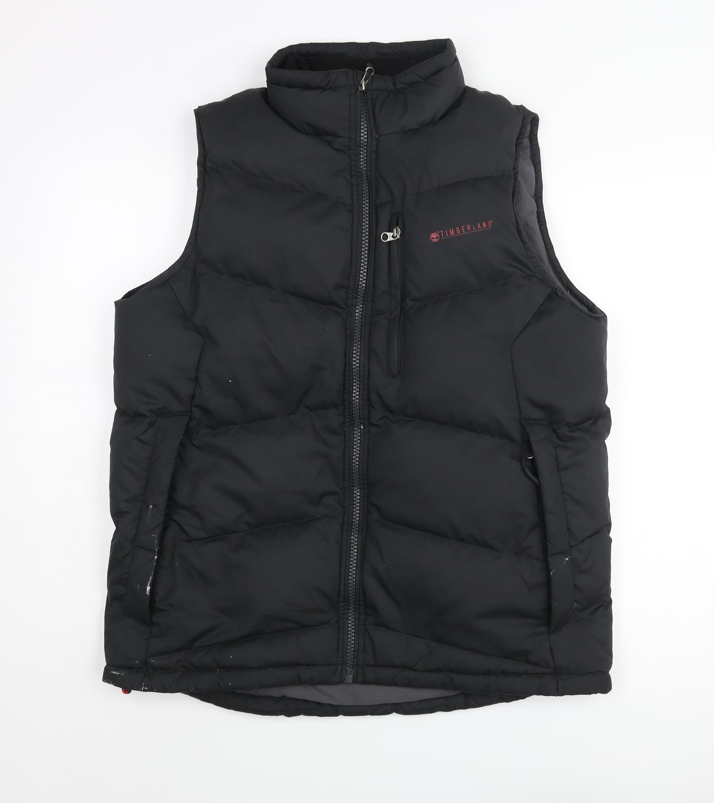 Timberland Mens Black Gilet Coat Size L Zip - Logo