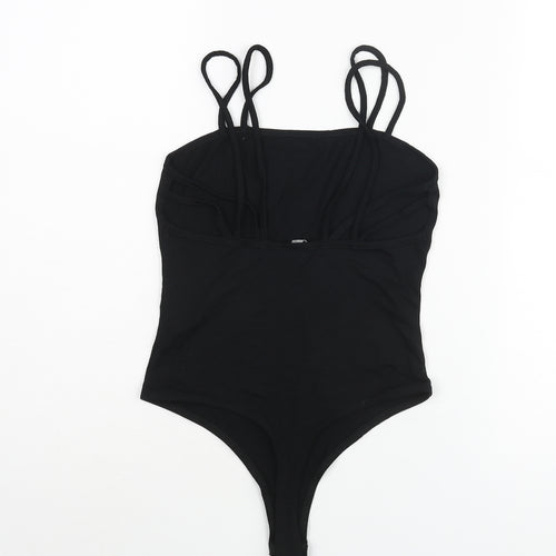 ASOS Womens Black Viscose Bodysuit One-Piece Size 8 Snap