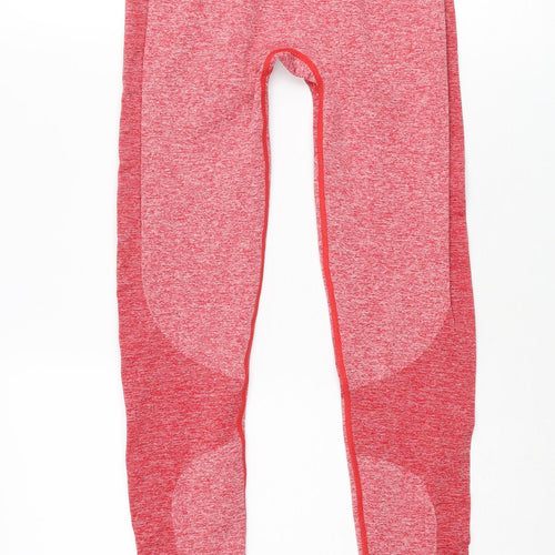 Myprotein Womens Red Colourblock Nylon Cropped Leggings Size S L27 in Regular Pullover - Logo Waistband