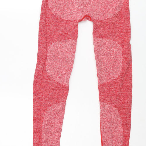 Myprotein Womens Red Colourblock Nylon Cropped Leggings Size S L27 in Regular Pullover - Logo Waistband