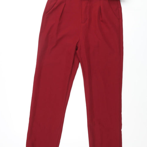 I SAW IT FIRST Womens Red Polyester Trousers Size S L27 in Regular Zip - Betled