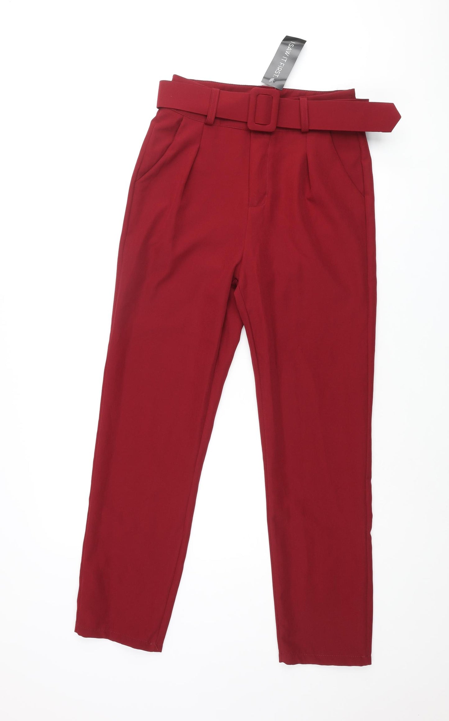 I SAW IT FIRST Womens Red Polyester Trousers Size S L27 in Regular Zip - Betled