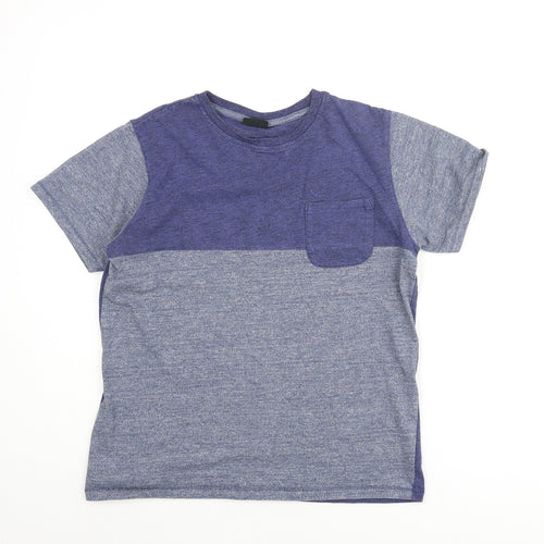 NEXT Boys Blue Colourblock Cotton Basic T-Shirt Size 13 Years Crew Neck Pullover