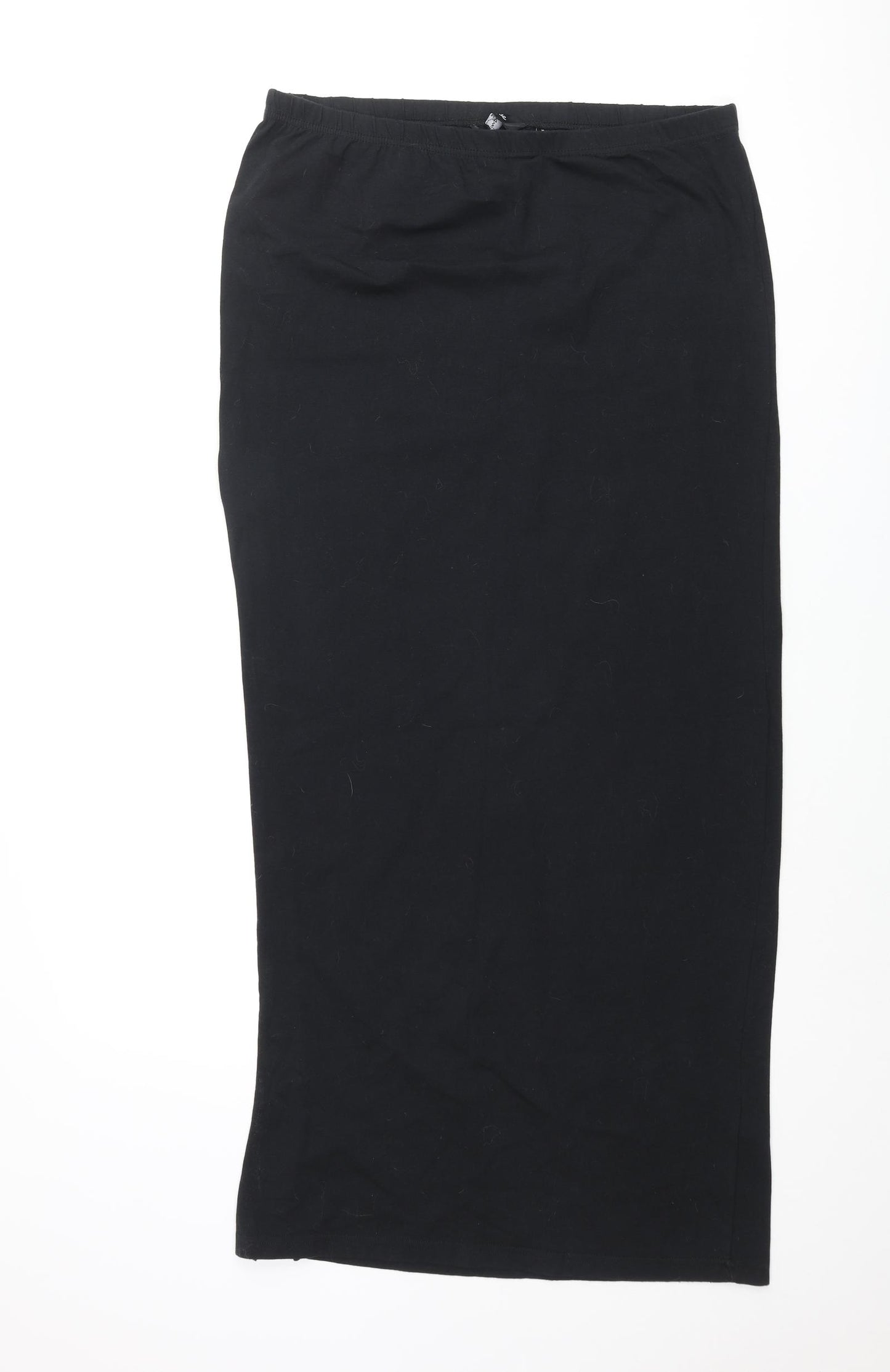 Simply Be Womens Black Cotton Maxi Skirt Size 16 - Side Slit