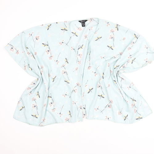 New Look Girls Blue Geometric Polyester Kimono Blouse Size M V-Neck - Dragonfly Print