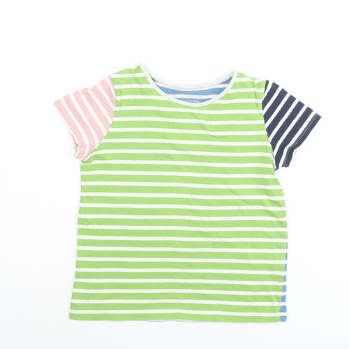 Mini Boden Boys Multicoloured Striped Cotton Basic T-Shirt Size 6-7 Years Round Neck Pullover