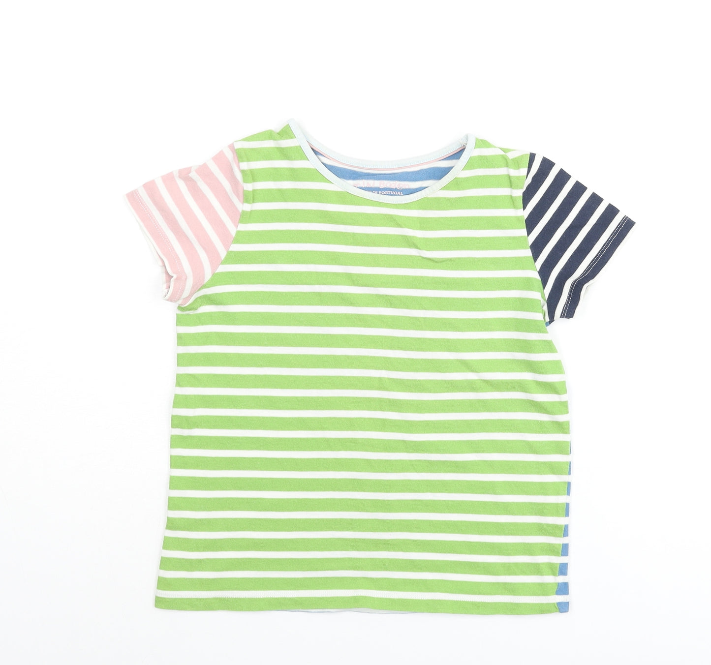 Mini Boden Boys Multicoloured Striped Cotton Basic T-Shirt Size 6-7 Years Round Neck Pullover