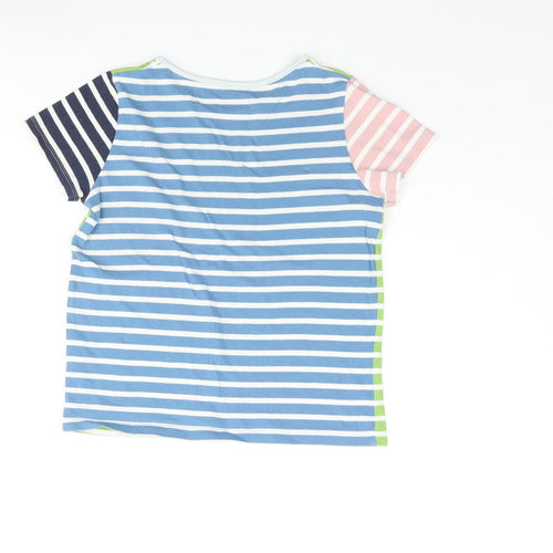 Mini Boden Boys Multicoloured Striped Cotton Basic T-Shirt Size 6-7 Years Round Neck Pullover