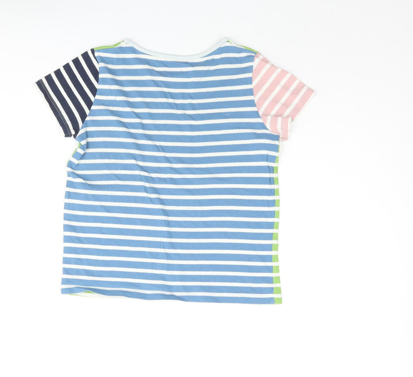 Mini Boden Boys Multicoloured Striped Cotton Basic T-Shirt Size 6-7 Years Round Neck Pullover