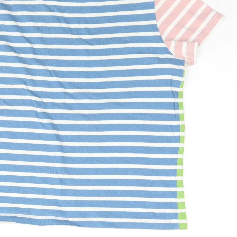 Mini Boden Boys Multicoloured Striped Cotton Basic T-Shirt Size 6-7 Years Round Neck Pullover