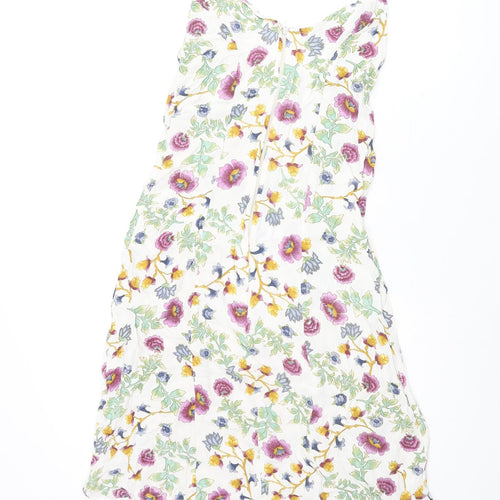 Monsoon Womens Multicoloured Floral Viscose Shift Size 10 V-Neck Zip