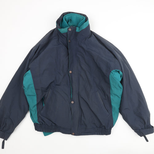 Casual Club Mens Blue Rain Coat Coat Size L Zip - Removable Fleece Lining
