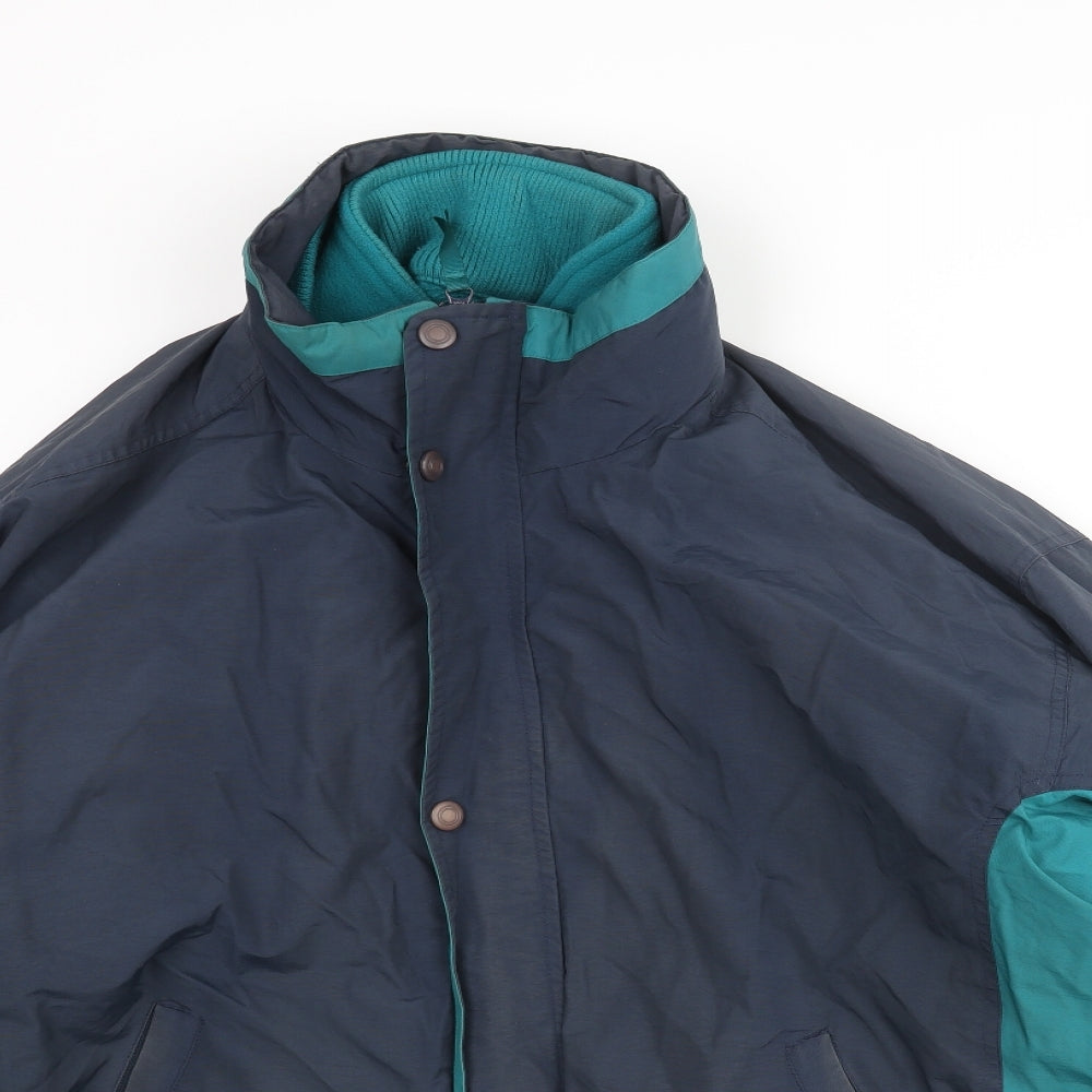 Casual Club Mens Blue Rain Coat Coat Size L Zip - Removable Fleece Lining