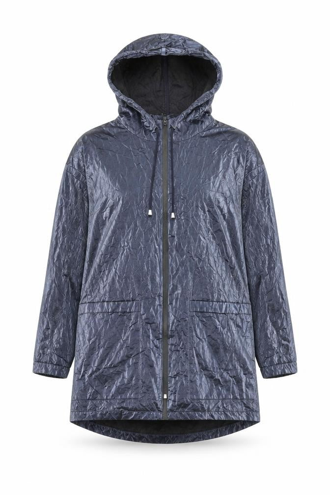 James Lakeland Womens Blue Rain Coat Coat Size 12 Zip
