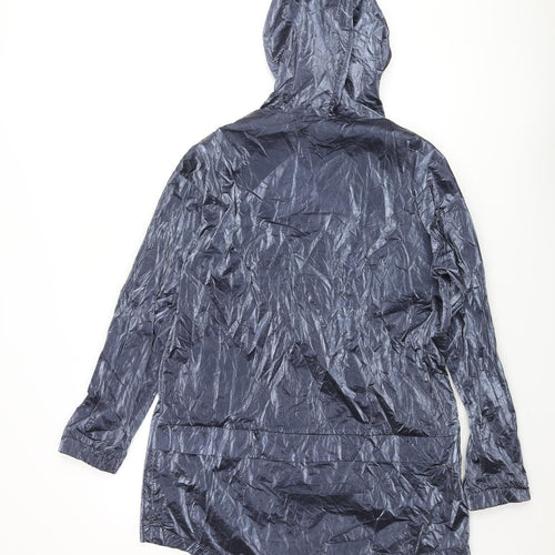 James Lakeland Womens Blue Rain Coat Coat Size 12 Zip