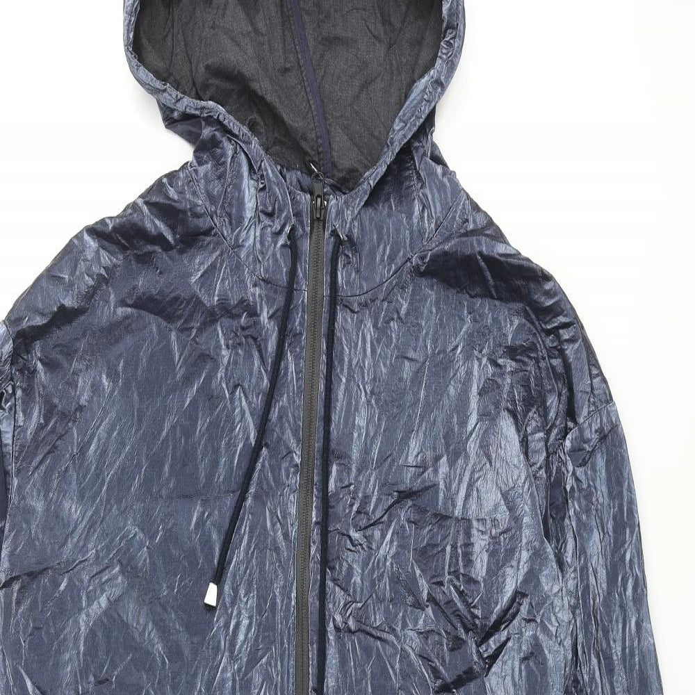 James Lakeland Womens Blue Rain Coat Coat Size 12 Zip