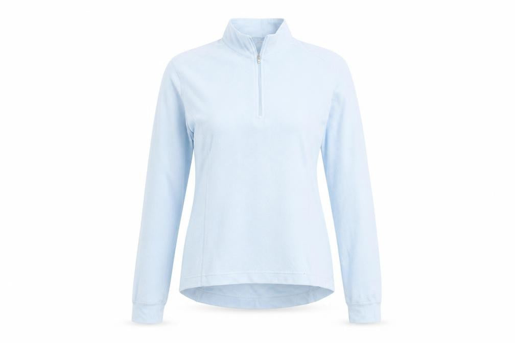 Front view of Cross women’s blue polyester pullover sweatshirt, size UK 12, zip