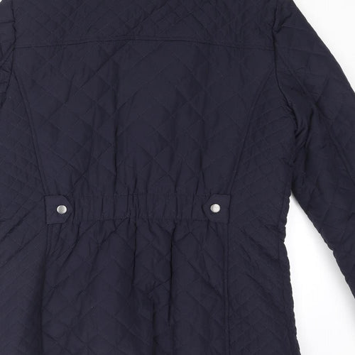 Classic Womens Blue Quilted Coat Size 10 Zip