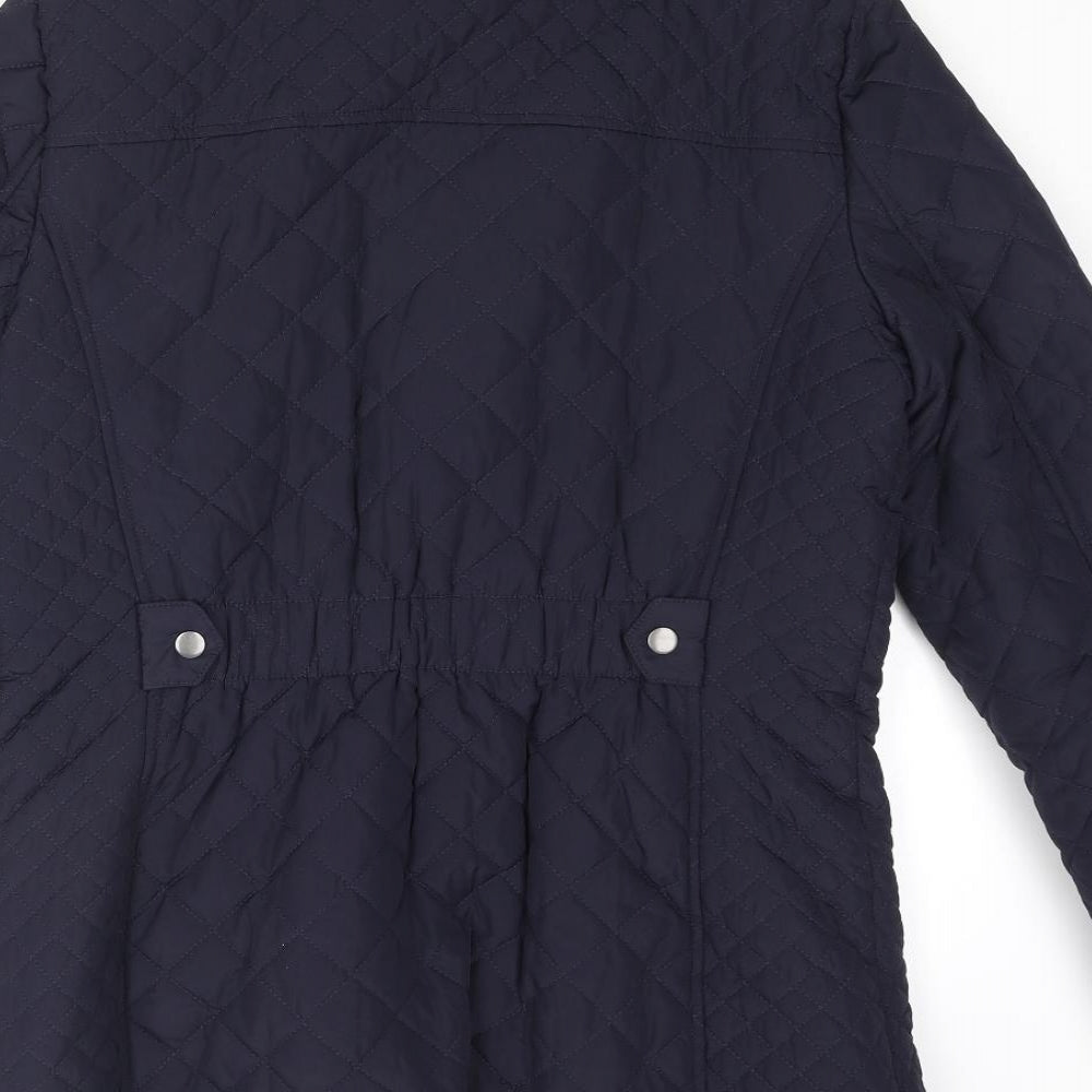 Classic Womens Blue Quilted Coat Size 10 Zip