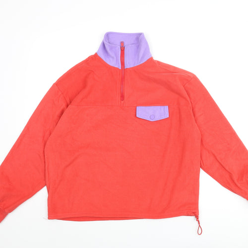 Only Womens Red Polyester Pullover Sweatshirt Size S Zip - Drawstring Hem