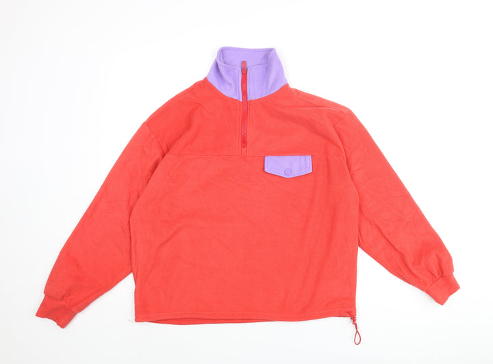 Only Womens Red Polyester Pullover Sweatshirt Size S Zip - Drawstring Hem