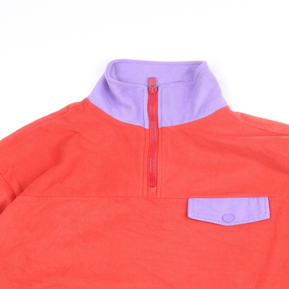 Only Womens Red Polyester Pullover Sweatshirt Size S Zip - Drawstring Hem