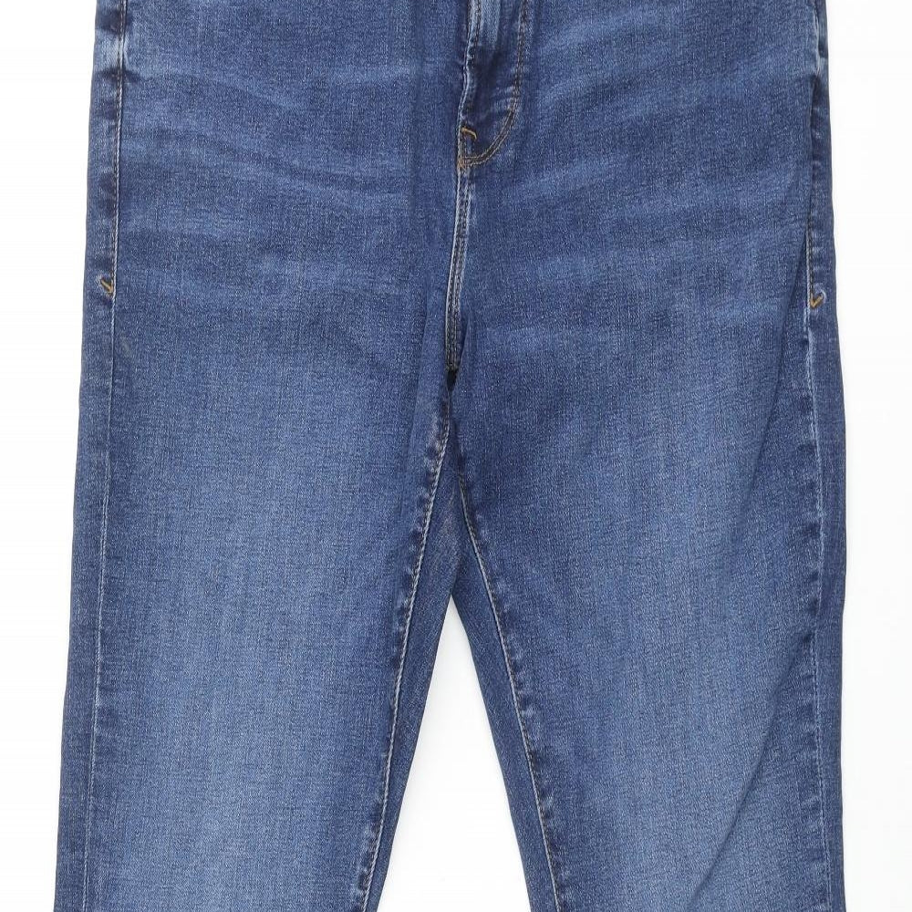 River Island Womens Blue Cotton Flared Jeans Size 16 L31 in Regular Zip