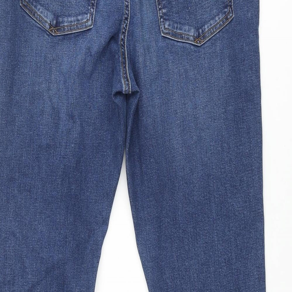 River Island Womens Blue Cotton Flared Jeans Size 16 L31 in Regular Zip